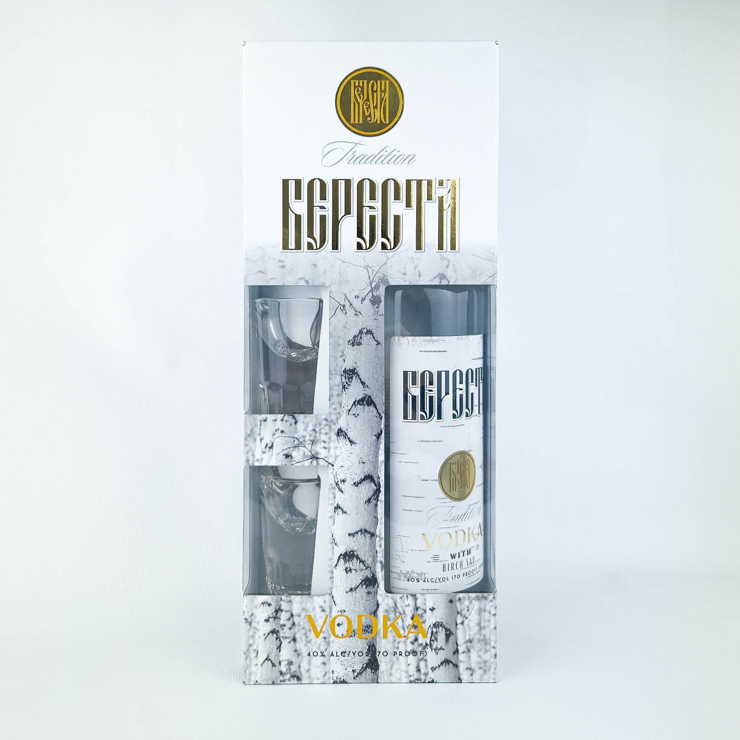 Vodka Beresta gift set + 2 glasses